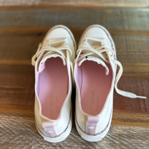 🔥👟👟KATE Spade! Kaia Leopard Print Trim Canvas Sneakers in cream-NEW!!👟👟🔥 - Picture 7 of 16